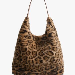 Leopard Print Faux Fur Hobo Bag